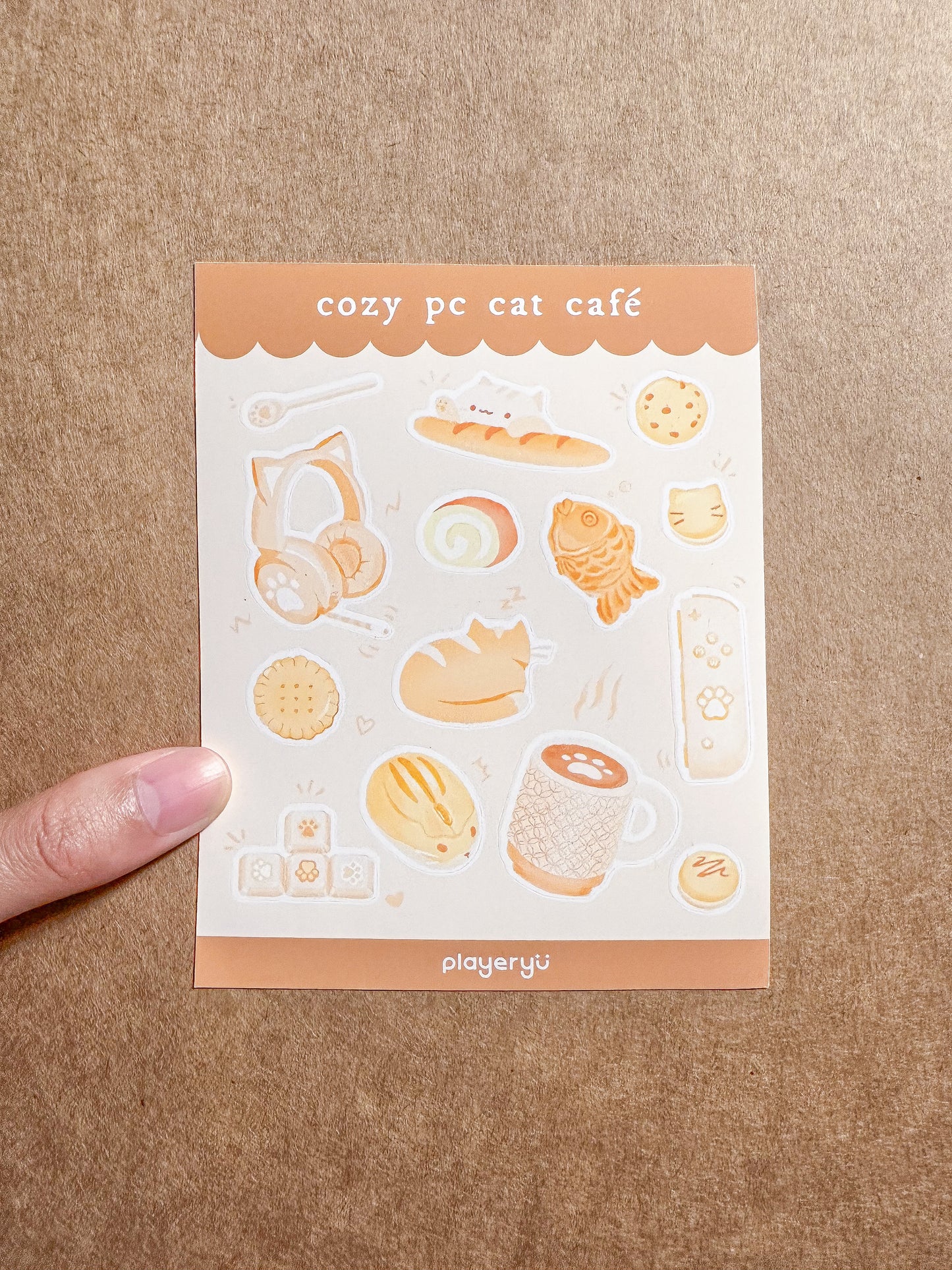 Cozy PC Cat Cafe Sticker Sheet